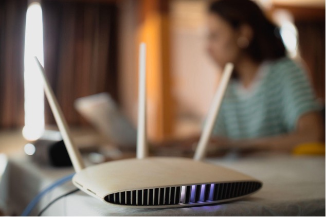 home router with person in background